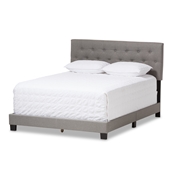 Baxton Studio Cassandra Modern and Contemporary Light Grey Fabric Upholstered King Size Bed